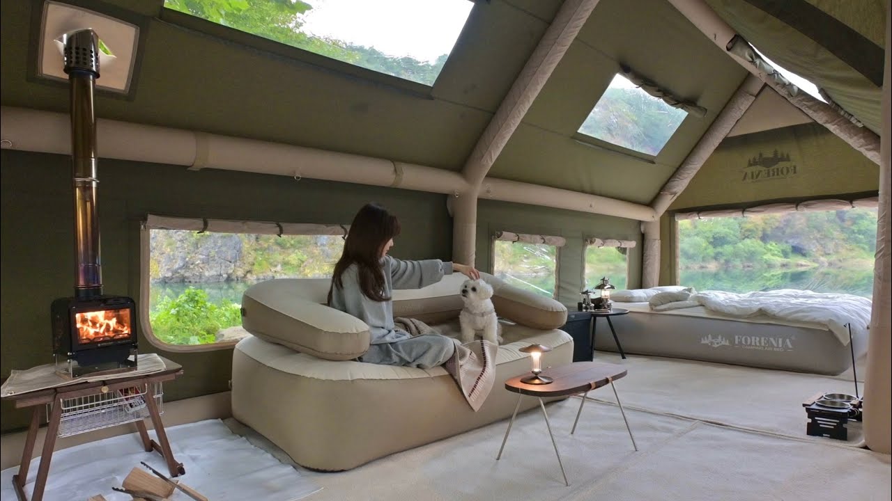 ЭТОЙ ЗИМОЙ УЮТНАЯ ЖАРКАЯ НАДУВНАЯ ПАЛАТКА ДЛЯ ДЛИТЕЛЬНОГО КЕМПИНГА🛖