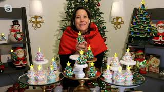Mr. Christmas Set of (5) 4.5" Mini Nostalgic Trees with Gift Bags on QVC