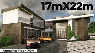 Elegant House Design 17x22m 2 Story | Casa de 17x22 metros | 4 BDR Family Home | Amazing Floor Plan