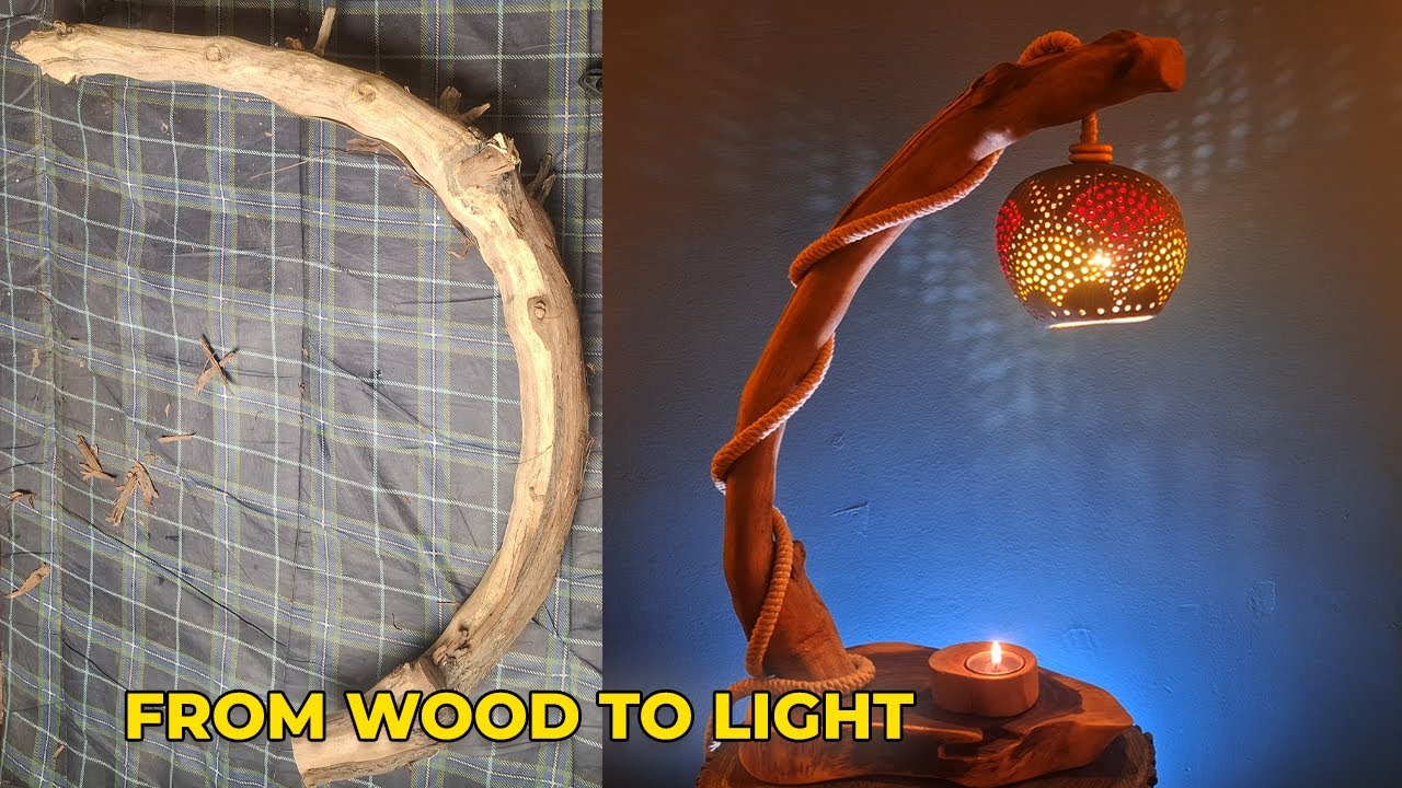 Turning Wood into a Handmade Night Light | Handmade Home Decor with Grape Wood & Coconut Shell