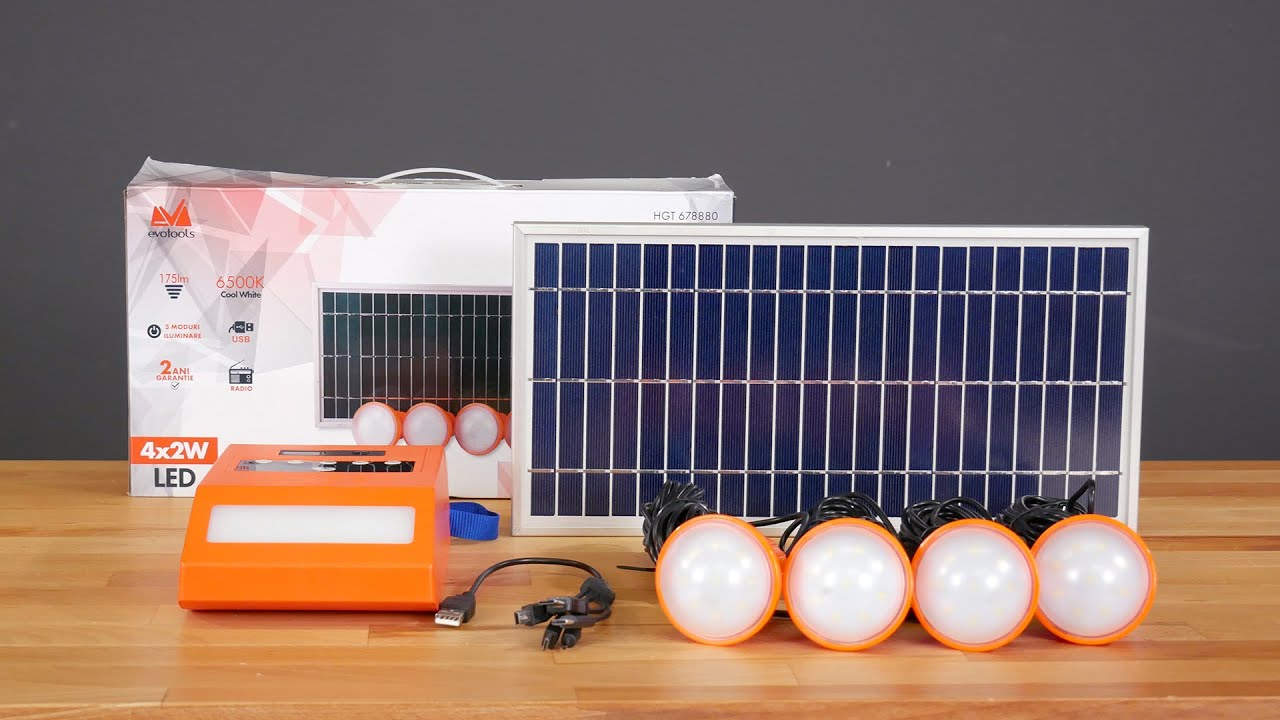 Kit Iluminare LED cu încărcare solară și Radio FM
