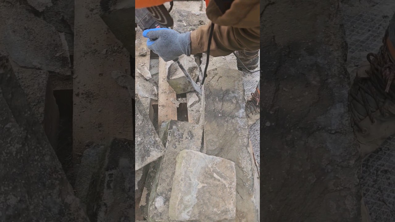 cleaning the old stone, getting ready to reuse 