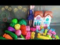 8 Minutes satisfying with unboxing barbie doll house and vegitables toy set review/ASMR 