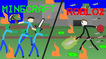 (Minecraft) Steve VS Bacon (ROBLOX) [Sticknodes Animations]