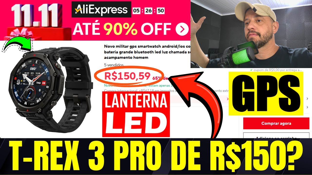 11.11 DO ALIEXPRESS COM PREÇOS IMPERDÍVEIS! SMARTWATCHES LANÇAMENTOS E NOVO T-REX 3 PRO DE R$150 !?!