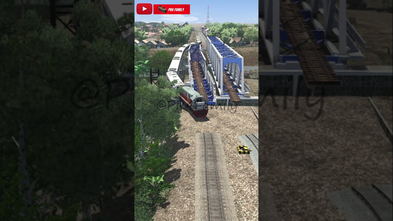 Kereta Api Melintasi Rel Dari Samping Jembatan | Game Kereta Api