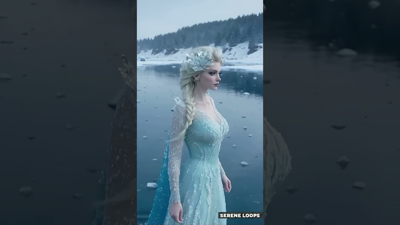 Queen Elsa Walking Across Water — Ice Magic Scene | AI Ultra HD 4K