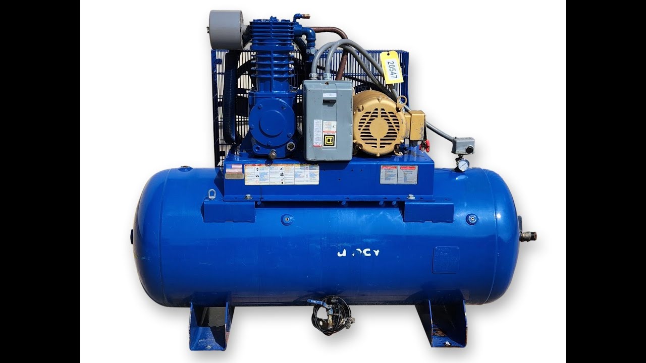 Used 10HP Quincy QT10 Two Stage Air Compressor 120 Gallon Horizontal 460 Volt