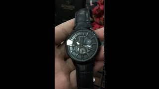 emporio armani ar4661 meccanico black leather men s watch nwt