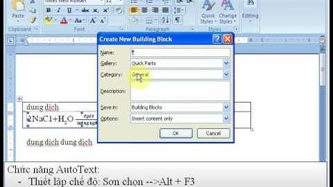 Auto text trong biên soạn giáo án hóa học
