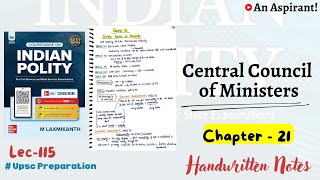 Lec.115 || Chapter--21 Council of Ministers || Indian Polity by M. Laxmikanth || An Aspirant !