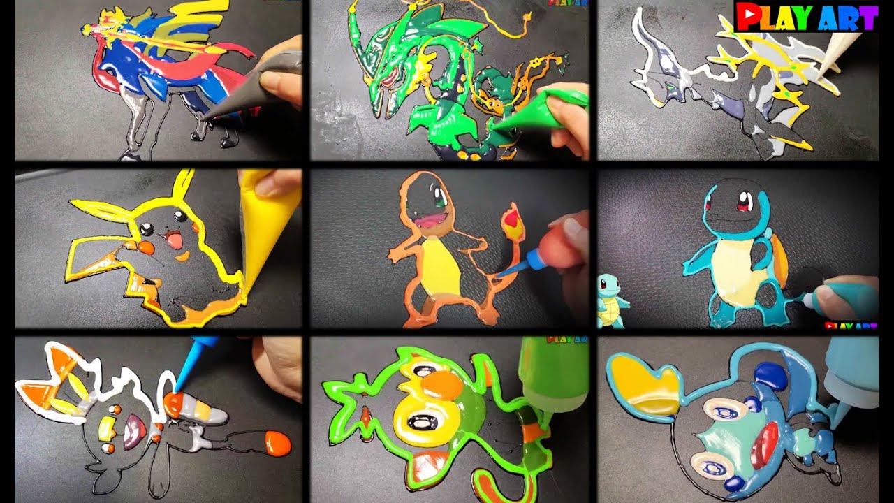 Pokemon Pancake art,포켓몬 팬케이크아트,Zacian,Rayquaza,Arceus,Pikachu,Charmander,Squirtle,Gerookey,Sobble