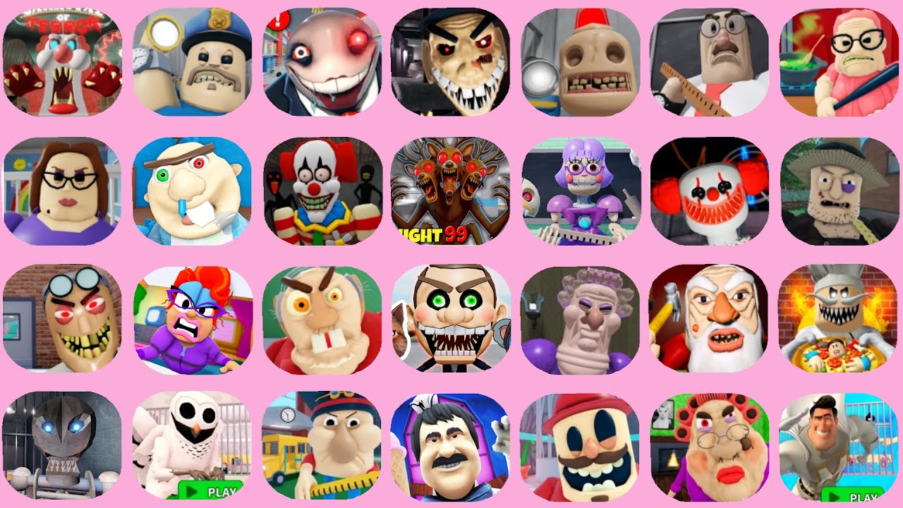 ESCAPE THE CARNIVAL OF TERROR.BARRY'S PRISON RUN.MR YUMMY'S SUPERMAKET.ROBLOX GREAT SCHOOL BREATKOUT