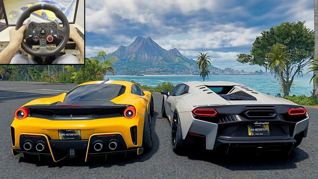 FERRARI 488 PISTA & lamborghini temerario 2024 | The Crew Motorfest | Logitech g29 gameplay