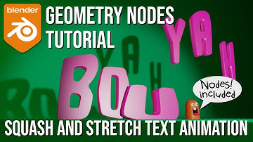 Squash and stretch bouncing text animation with Blender 3.2 geometry nodes