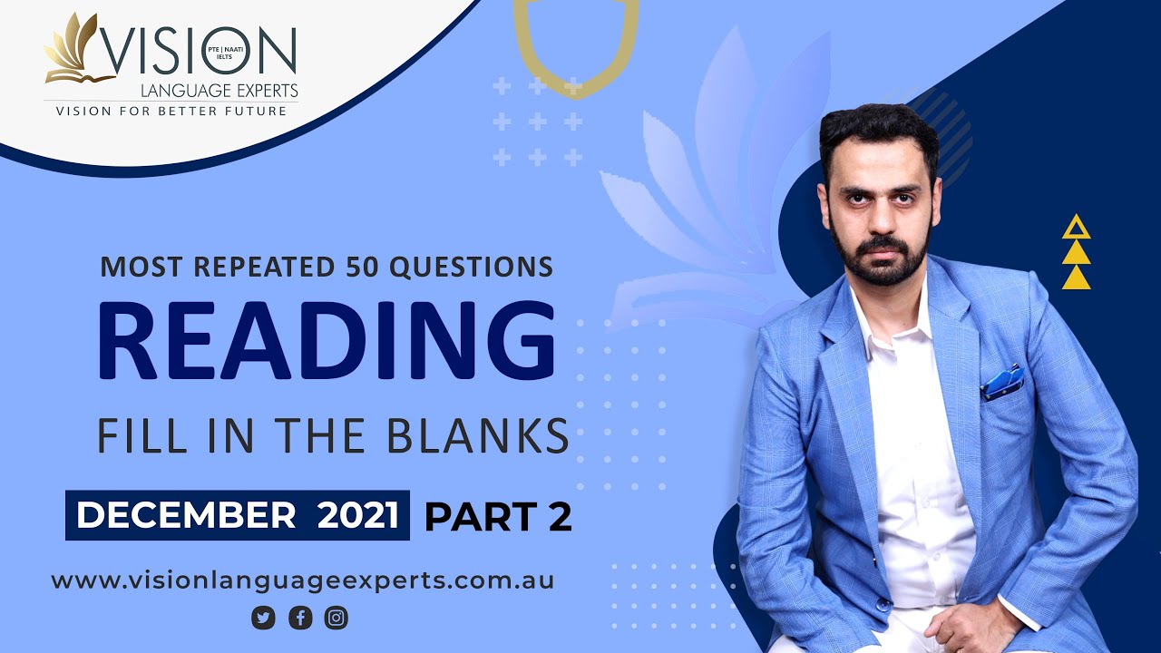 Most Repeated December 2021 PTE Reading Fill in the Blanks  | Part 2 | Vision Language