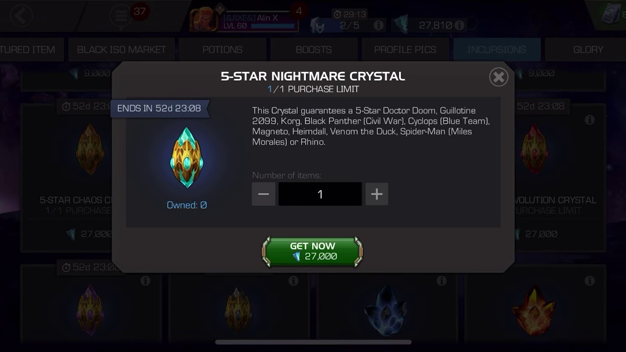 5* G99 from incursion crystal INSANEEE