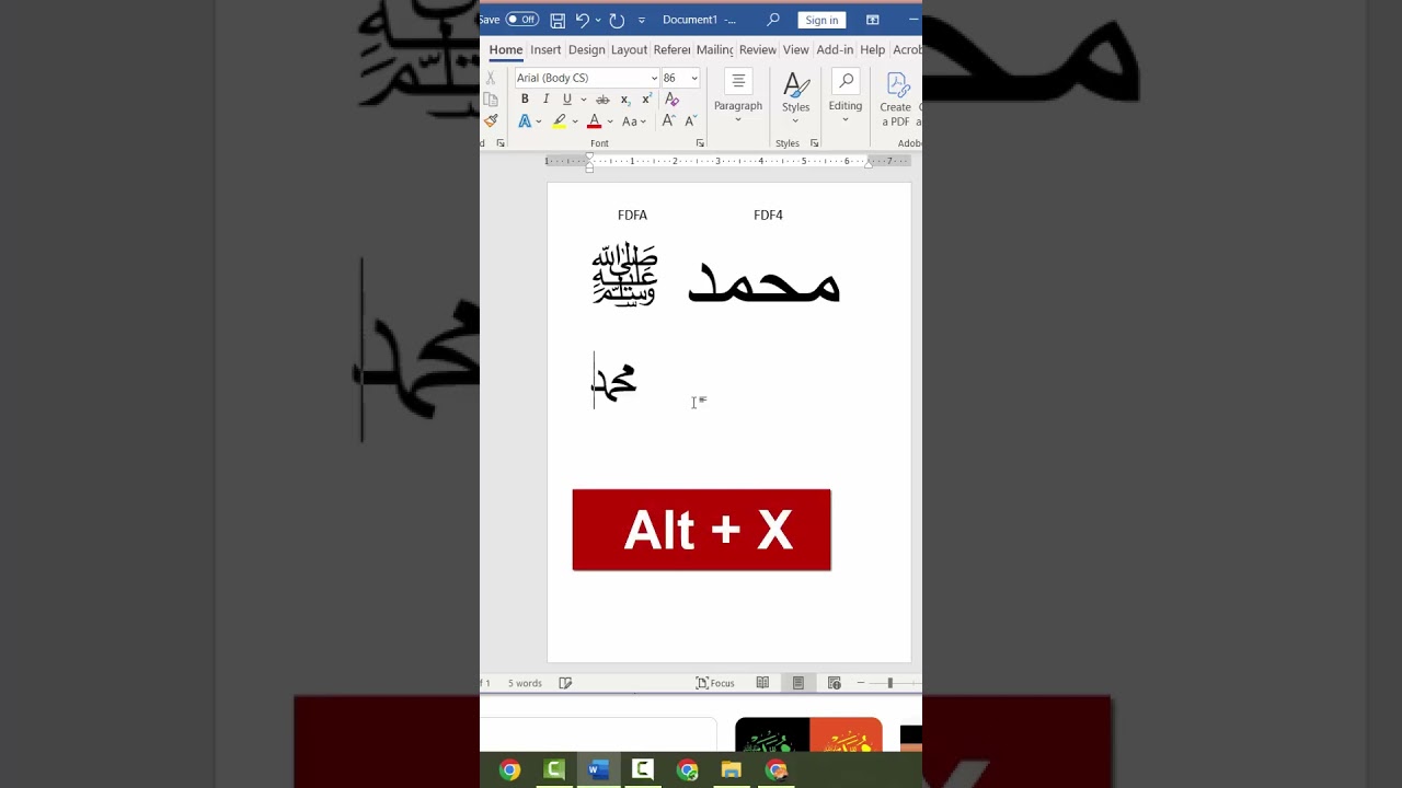 How to Write Muhammad saw in MS Word