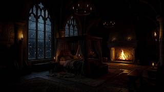 🔴 LIVE 24/7 🌙🏰 Peaceful Castle Rain 🌧️ Fire Sounds 🔥 Insomnia Relief & Relaxation