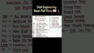 Civil Engineering Basic Full Form 📖🗼🏫 #civilengineer #education #construction #maths #construction
