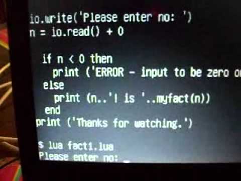 LUA Program calculating factorials - Part 2