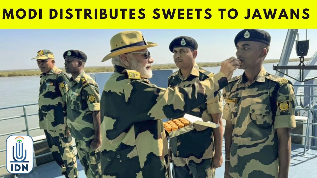 Modi distributes sweets to Jawans| IDNews - YouTube