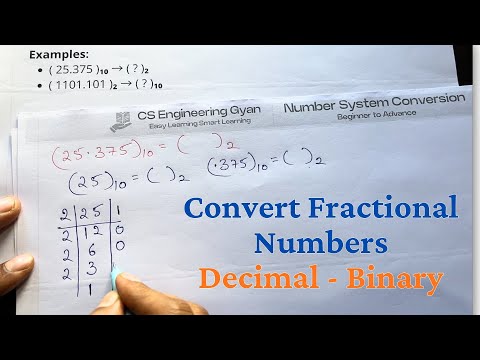 Lec 05 - Decimal & Binary Fractional Numbers Conversion in Hindi - Fraction to Binary Conversion