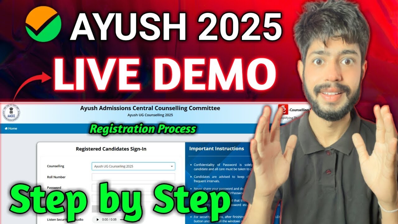 🔴Ayush Counselling 2025 Registration Step by Step | Ayush Counselling ...