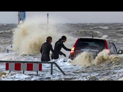 Severe storm and high waves hitting the coast of Gaza, Palestine