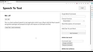 react speech to text with custom voice activated commands