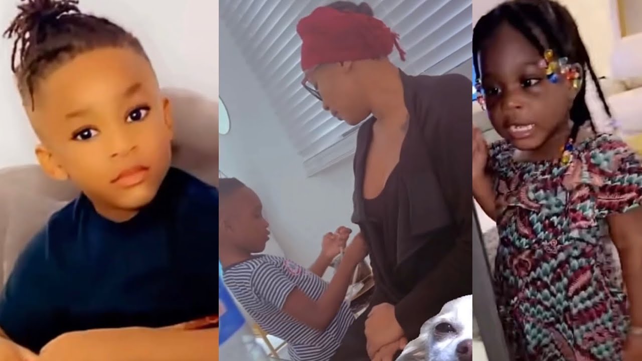 😂UN SOURIRE AVEC SCHAMAR , RAFNA ET KOBE FILS ET FILLE DE EMMA LOHOUES , JOSEY ET CARMEN SAMA