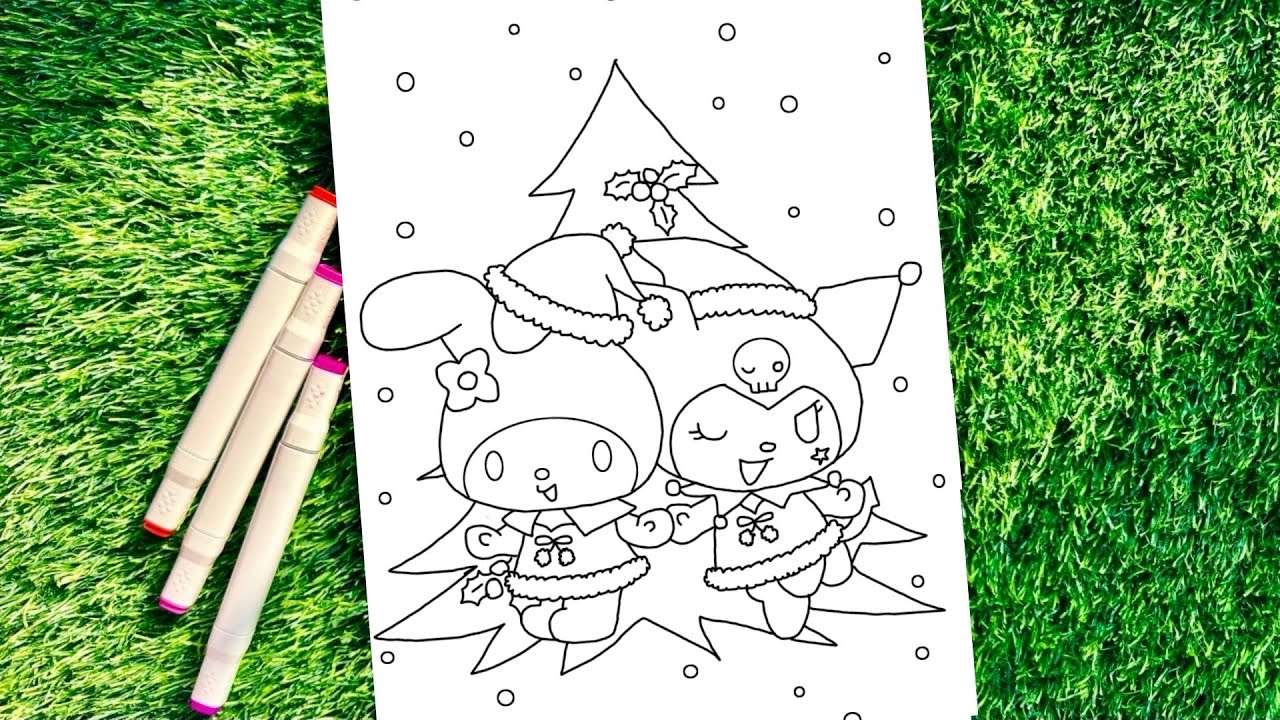 Раскраски с Куроми и Хелло Китти в новогоднюю тематику / Как раскрасить Куроми и Хелло Китти / Му...
