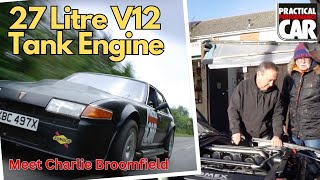 27 litre V12 Rover SD1 goes up on the ramps (that are actually forklift prongs).