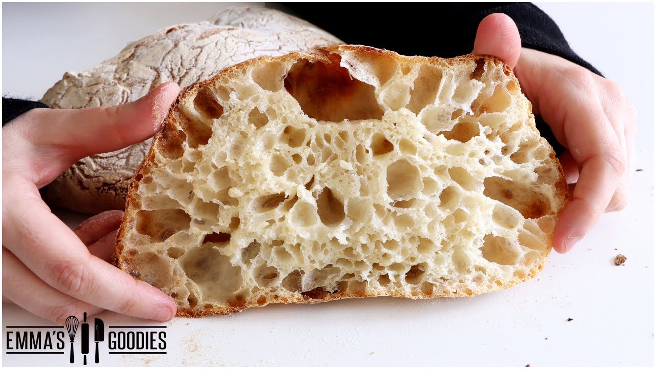 4 Ingredient, NO-Knead Ciabatta Bread Recipe The EASIEST Way to make Ciabatta