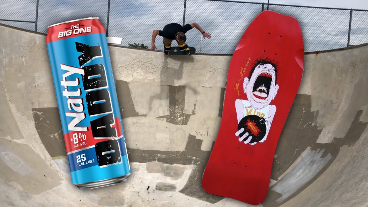 A skateboard. A knife. A Natty Daddy. Some 80's skateboard stickers