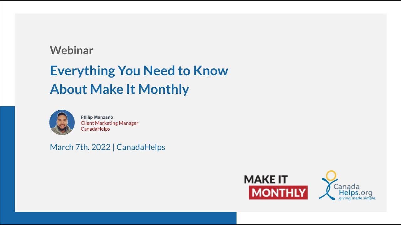 Everything You Need to Know About Make It Monthly | CanadaHelps