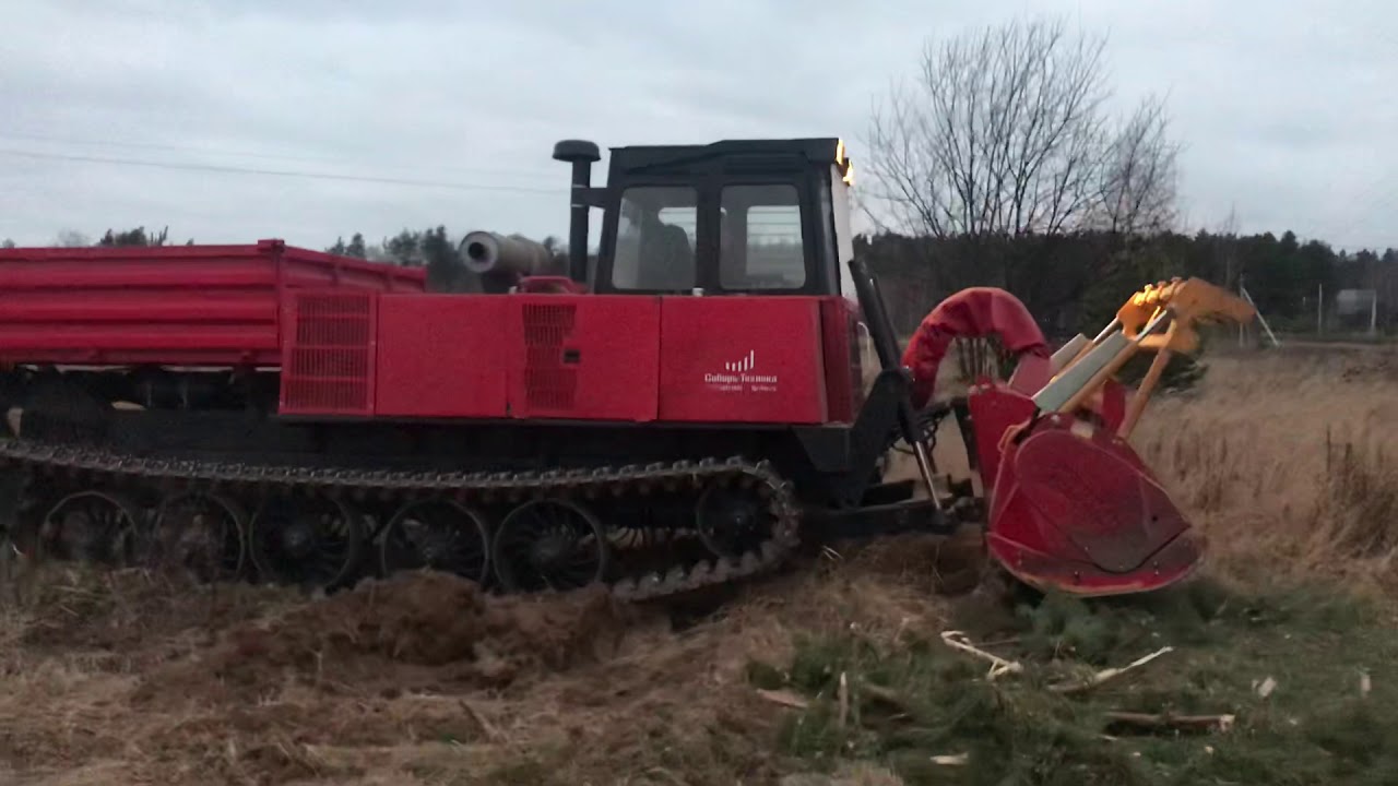 Наш Гусеничный мульчер. Чистим поле от кустов в Московской области ...