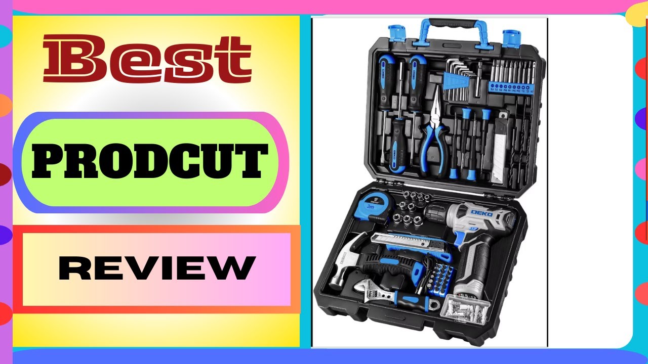 DEKO Drill Set: Tool Set with 8V Blue Cordless Drill, Home Tool Kit with Drill, Hand Tool