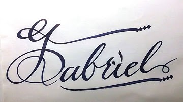 Gabriel Name Signature Calligraphy Status | How to Cursive write with cut Marker #gabriel @Gabriel