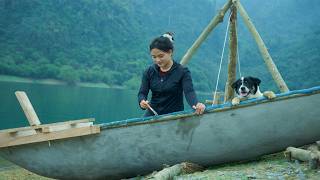 She Built a Concrete Boat Alone – Genius Idea on the Lake