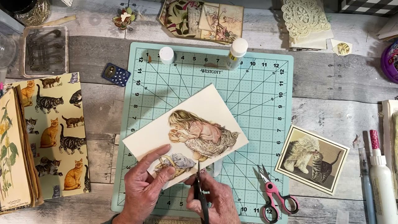 Viewers Prompts  (Cats/Kitten, Romance, & decoupage) Junk Journal.