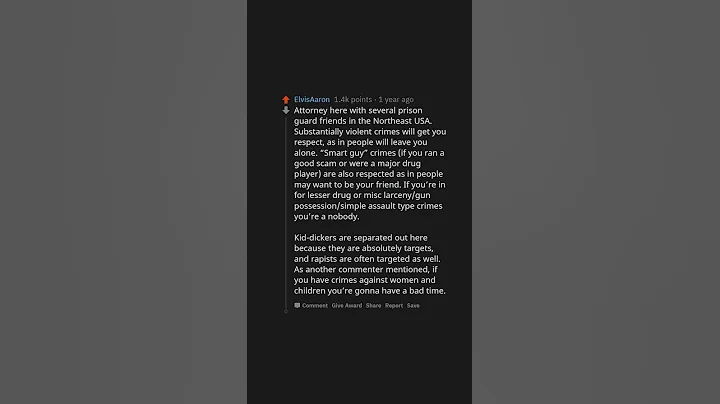 Former Prisoners, Which Crimes Were Respected, Which Were Hated In Prison? #shorts​ (r/AskReddit)