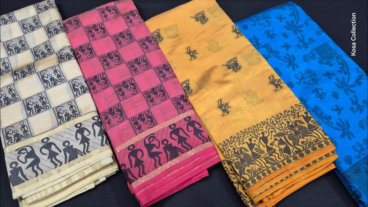 Art Silk Saree - stylish trending design with Bastar Art thread work!