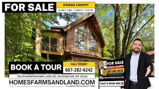 Luxury Log Chalet with Lake Access | 135 Sparrowhawk Lake Rd, Schenevus, NY | Dream Home Tour