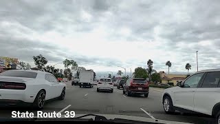 Driving on State Route 39 (Beach Blvd.) to Huntington Beach in Southern California