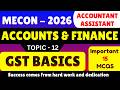 GST Basics MCQS | MECON Accountant Recruitment 2026 | MECON Accountant PDF Book 2026 | Mecon Account