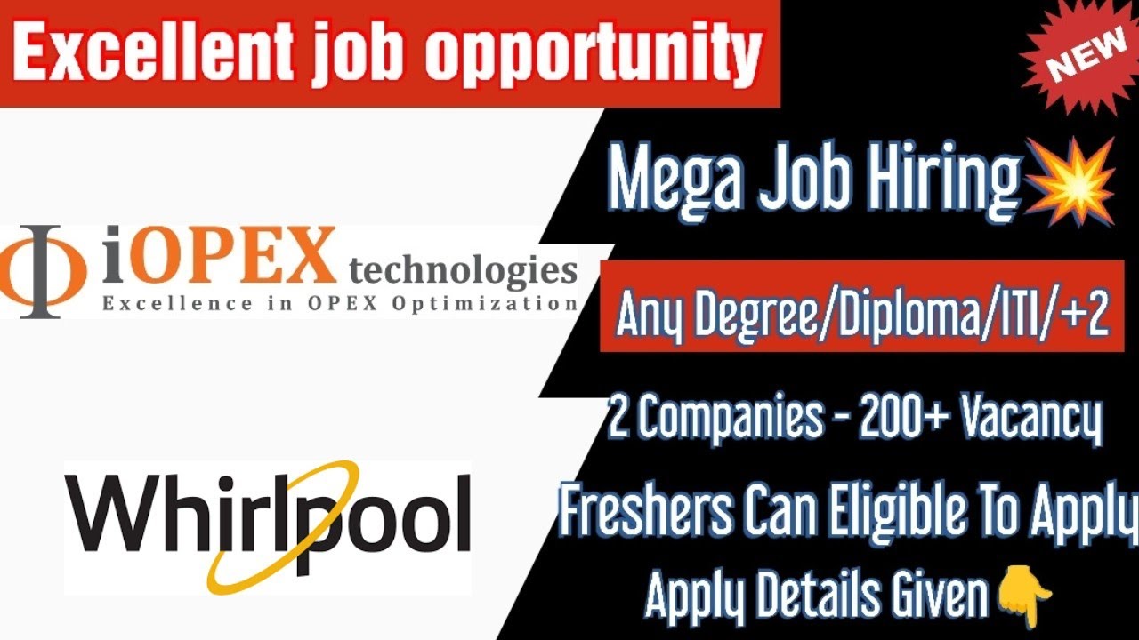 Mega Job Openings💥 iopex & Whirlpool india / Any Degree/Diploma/ITI