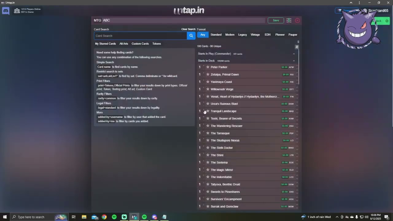 Upload a Deck on Untap.in