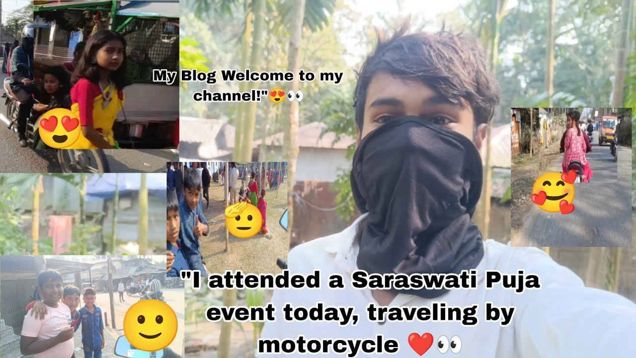 "I attended a Saraswati Puja event today, traveling by motorcycle ❤️👀My Blog Welcome to my channel!👀