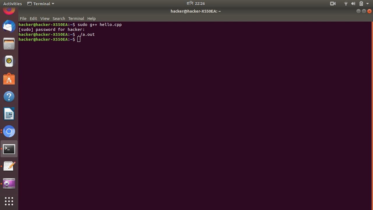 how to run c++ in linux using terminal and notepad - YouTube